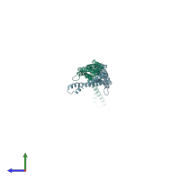 PDB entry 3haj coloured by chain, side view.