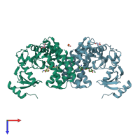 PDB entry 3ham coloured by chain, top view.