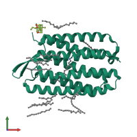 Monomeric assembly 1 of PDB entry 3hap coloured by chemically distinct molecules, front view.
