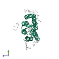 Bacteriorhodopsin in PDB entry 3hap, assembly 1, side view.