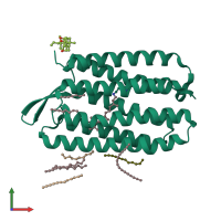 PDB entry 3has coloured by chain, front view.