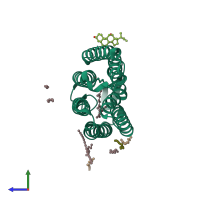 PDB entry 3has coloured by chain, side view.