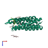 PDB entry 3has coloured by chain, top view.