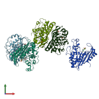 PDB entry 3hb8 coloured by chain, front view.