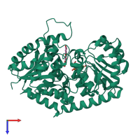 PDB entry 3hbf coloured by chain, top view.