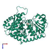 PDB entry 3hbj coloured by chain, top view.