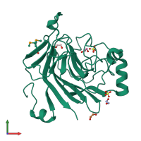 PDB entry 3hbk coloured by chain, front view.