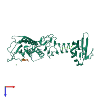 PDB entry 3hbv coloured by chain, top view.