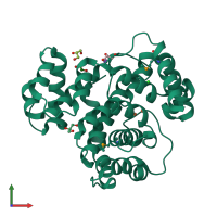 PDB entry 3hc1 coloured by chain, front view.