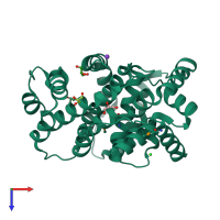 PDB entry 3hc1 coloured by chain, top view.