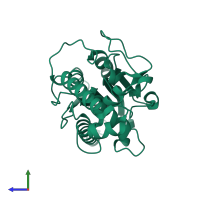 PDB entry 3hc7 coloured by chain, side view.