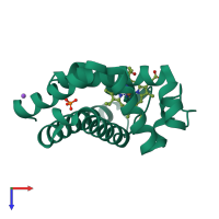 PDB entry 3hc9 coloured by chain, top view.