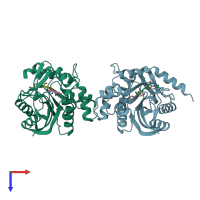 PDB entry 3hcd coloured by chain, top view.