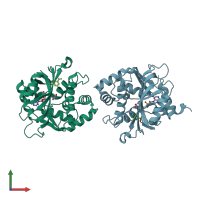 PDB entry 3hcf coloured by chain, front view.