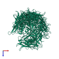 PDB entry 3hck coloured by chain, ensemble of 20 models, top view.