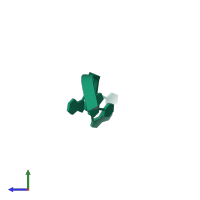 PDB entry 3hcl coloured by chain, side view.