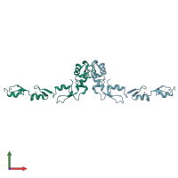 PDB entry 3hcs coloured by chain, front view.