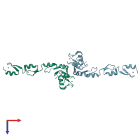 PDB entry 3hcs coloured by chain, top view.
