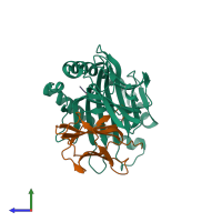 PDB 3hcv coloured by chain and viewed from the side.
