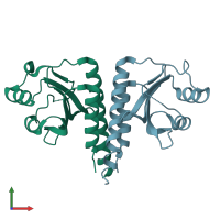 PDB entry 3hcy coloured by chain, front view.