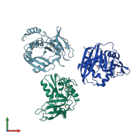 PDB entry 3hd0 coloured by chain, front view.