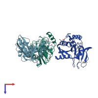 PDB entry 3hd0 coloured by chain, top view.
