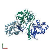 PDB entry 3hd5 coloured by chain, front view.