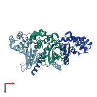 PDB entry 3hd5 coloured by chain, top view.