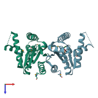 PDB entry 3hdt coloured by chain, top view.