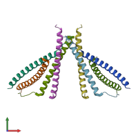 PDB entry 3he4 coloured by chain, front view.