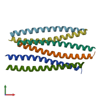 PDB entry 3he5 coloured by chain, front view.