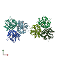 PDB entry 3hea coloured by chain, front view.