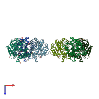 PDB entry 3hea coloured by chain, top view.