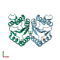 PDB entry 3heb coloured by chain, front view.