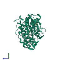 PDB entry 3hec coloured by chain, side view.