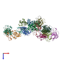 PDB entry 3hei coloured by chain, top view.