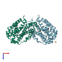 PDB entry 3hf1 coloured by chain, top view.