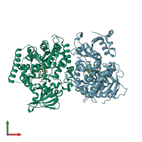 PDB entry 3hf2 coloured by chain, front view.