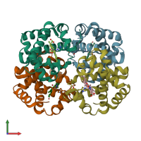 PDB entry 3hf4 coloured by chain, front view.