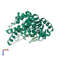PDB entry 3hfb coloured by chain, top view.