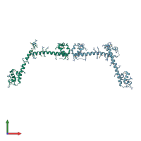 PDB entry 3hfh coloured by chain, front view.