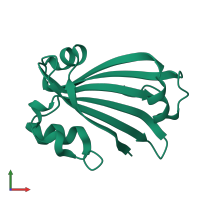 PDB entry 3hfi coloured by chain, front view.