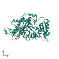 PDB entry 3hfv coloured by chain, front view.