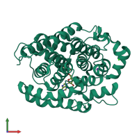 PDB entry 3hfw coloured by chain, front view.