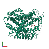 PDB entry 3hfx coloured by chain, front view.