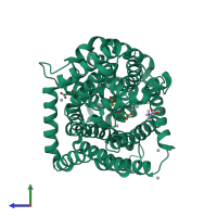 PDB entry 3hfx coloured by chain, side view.