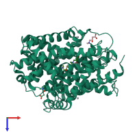 PDB entry 3hfx coloured by chain, top view.