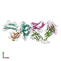 PDB entry 3hg1 coloured by chain, front view.