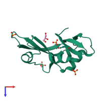 PDB entry 3hg6 coloured by chain, top view.