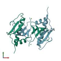 PDB entry 3hg9 coloured by chain, front view.